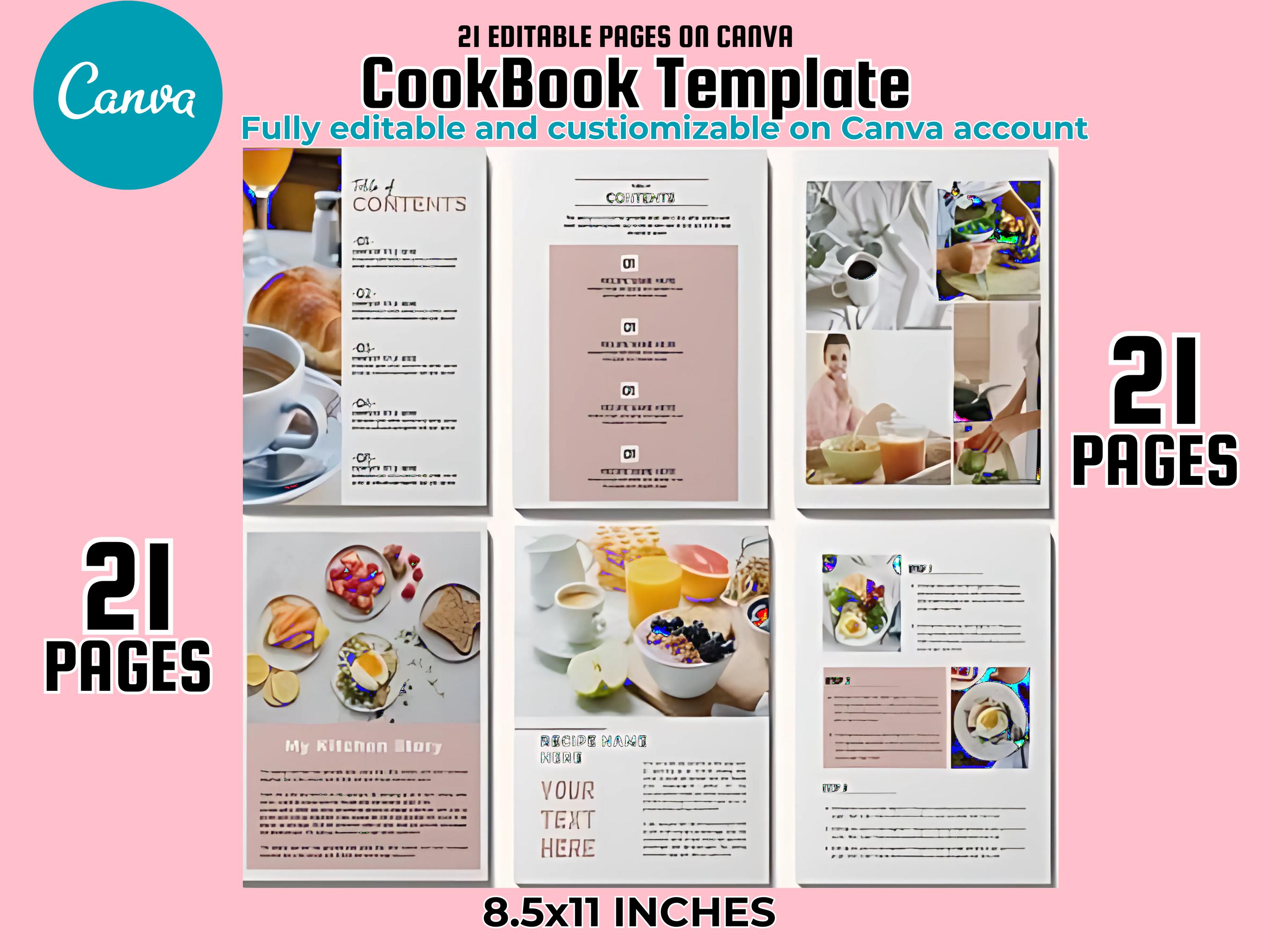 Cookbook Canva Template, Family Cookbook, Editable Recipe Book Template ...