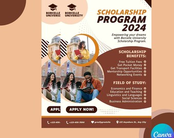 Beige and Brown Modern Scholarship Program Flyer Fully Edited on Canva