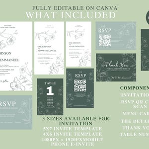 Wedding Invitation & Save the Date|  Sage Green Wedding Invitation | Minimalist Wedding Invitation Templates | Canva Templates | Digital