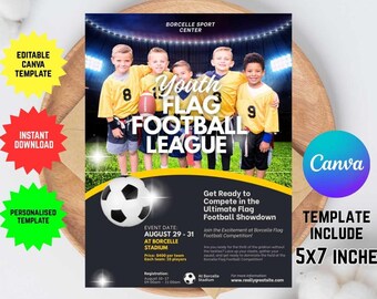 Flaggen-Fußball-Veranstaltungsflieger, modernes Design (bearbeitbare Canva-Vorlage)