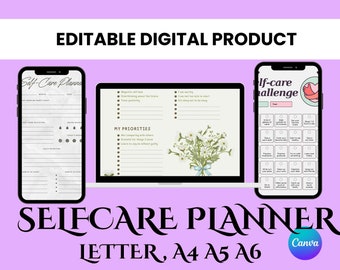 Self-Care Planner | Daily Wellness, Mindfulness (Digital PDF)