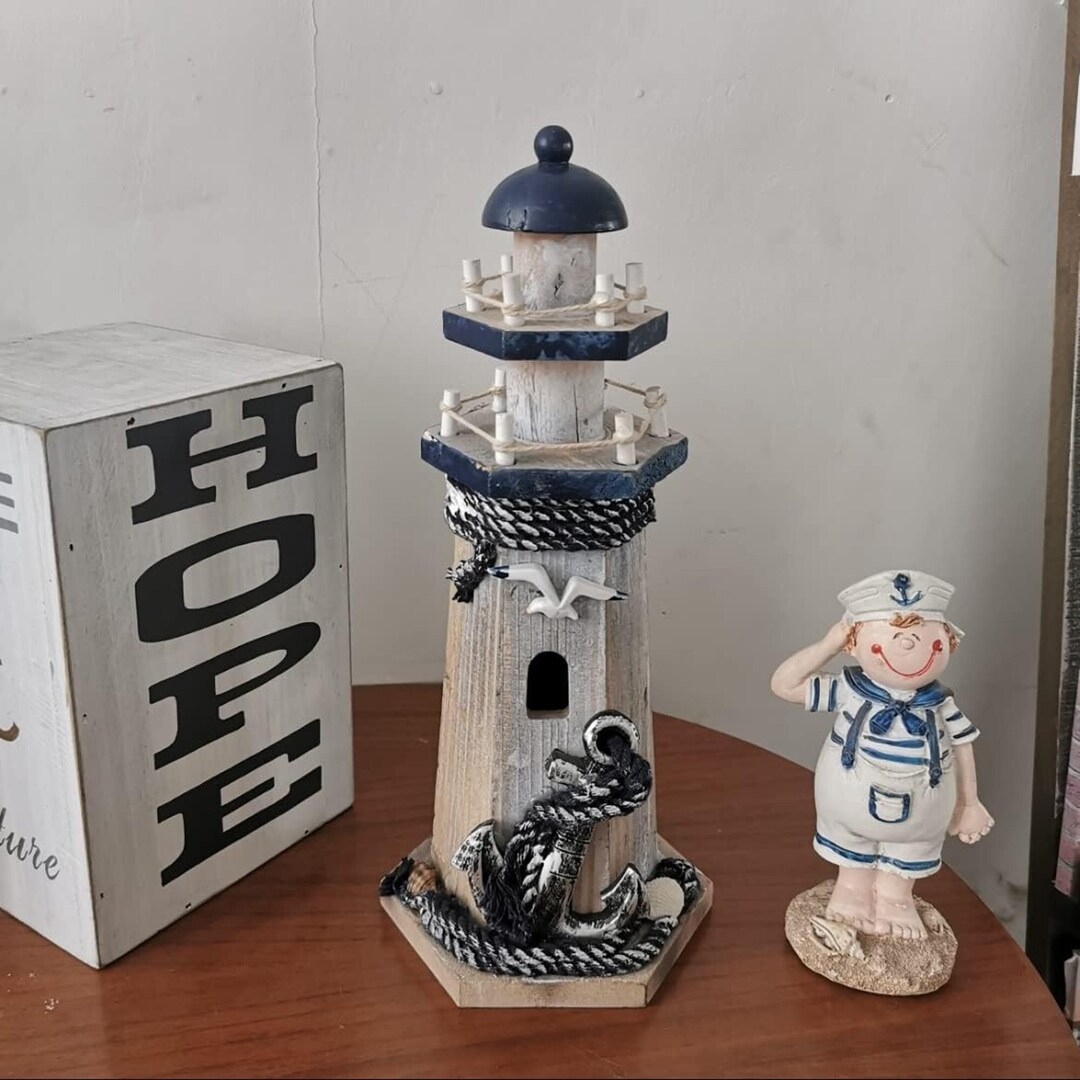 Decor Wooden Lighthouse Decoration Nautical Decor Wood Etsy
