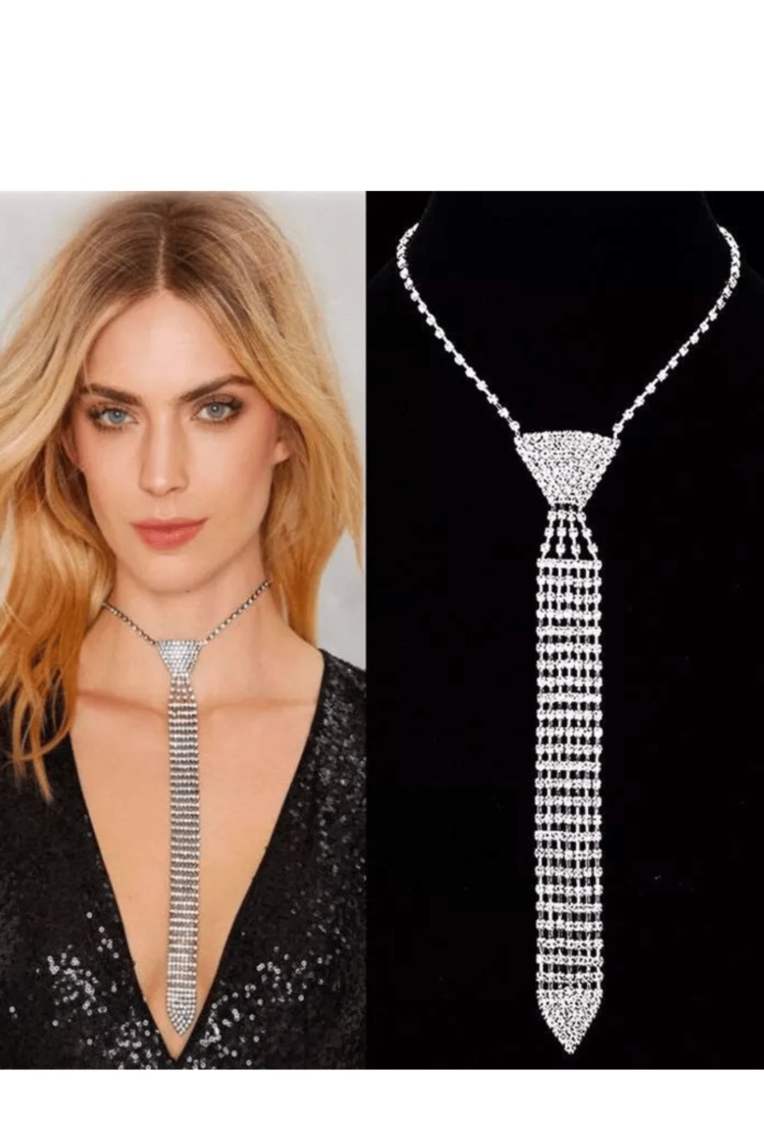 rhinestone neck tie