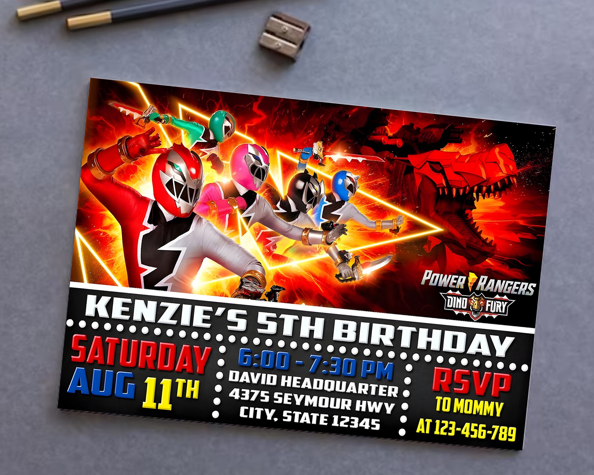 Power Rangers Birthday Invitation Power Rangers Invitation - Etsy