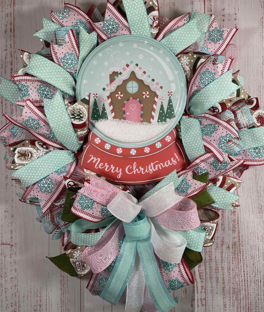 Gingerbread House Christmas Wreath: Snowy Holiday Door Decor - Etsy