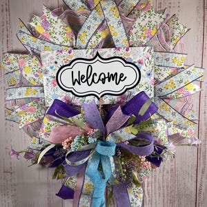 Floral Welcome Wreath, Spring Door Hanger, Pastel Flower Wreath, Front Door Decor, Easter Wreath, Spring Decor, Spring Flower Wreath,