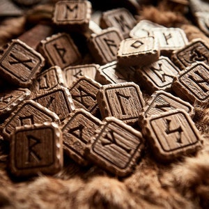 Elder Futhark runes in a linen pouch (square shape)