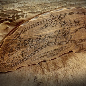 The Sigurd Carving, wooden replica of a runic carving from Ramsundsberget in Eskilstuna, Sweden