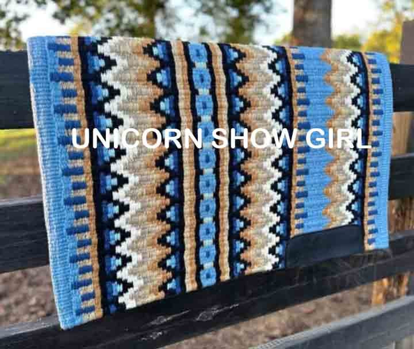 Western Show Pad base noire argent métellique fait main laine Nouvelle
