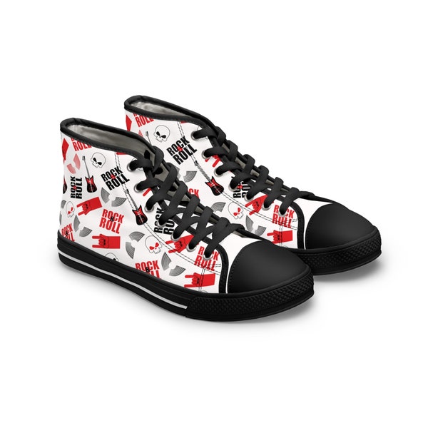 Woman High Top Sneakers Rock And Roll Black Or White Sole Memory Foam, Woman Custom High Top Sneakers, Woman Rock And Roll High Tops,