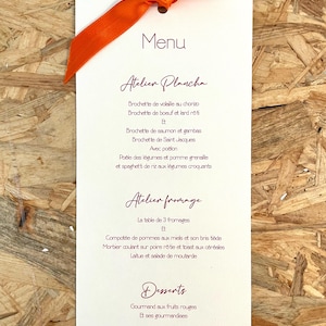 Menu papier pour événements