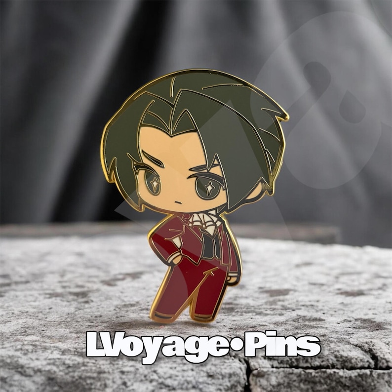 Miles Edgeworth Enamel Pin – Ace Attorney Chibi Anime Pin, Phoenix ...