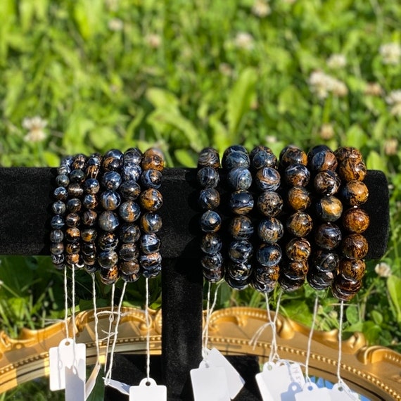 Blue Pietersite Beads Bracelet: Healing Crystal Stretchy Bracelet