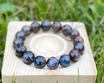 Blue Pietersite bracelets | Stretchy Bracelet | Healing Crystal | Round Beads Bracelet | Abundance & Health