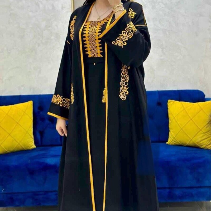 Traditional Caftan With Paisely Embroidered Belt