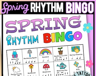 Frühlings Rhythmus Bingo | Musik Bingo Spiel für Anfänger (Notenwerte)