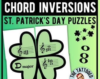 Chord Inversions Puzzles - St. Patrick's Day Music Theory Triads for Piano