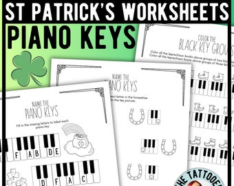 St. Patrick's Day Music Worksheets | Piano KEYS [Black Keys, White Keys] Beginner