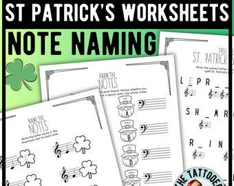 St. Patrick's Day Music Worksheets | Note Naming [Beginner Piano Worksheets] Music Notes on the Staff