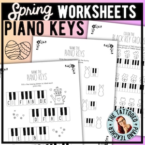 Spring Piano Music Theory Worksheets: Black & White Keys (PDF)