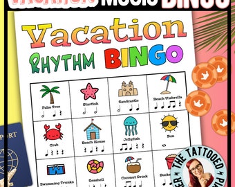 Urlaubs-rhythmus-Bingo: Musik Note Werte Spiel (PDF Download)