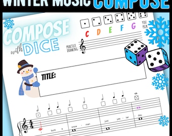 Winter Music Composing Activity for Piano Lessons | Compose With Dice! (Music Composition)