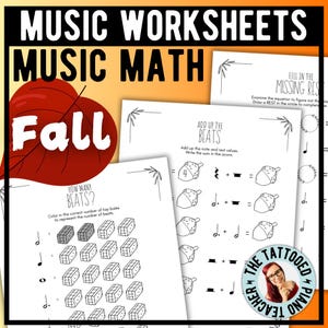 Fall Music Worksheets | Music Math, Note Values [Beginner Piano] Autumn Music Theory for Beginning Piano Students