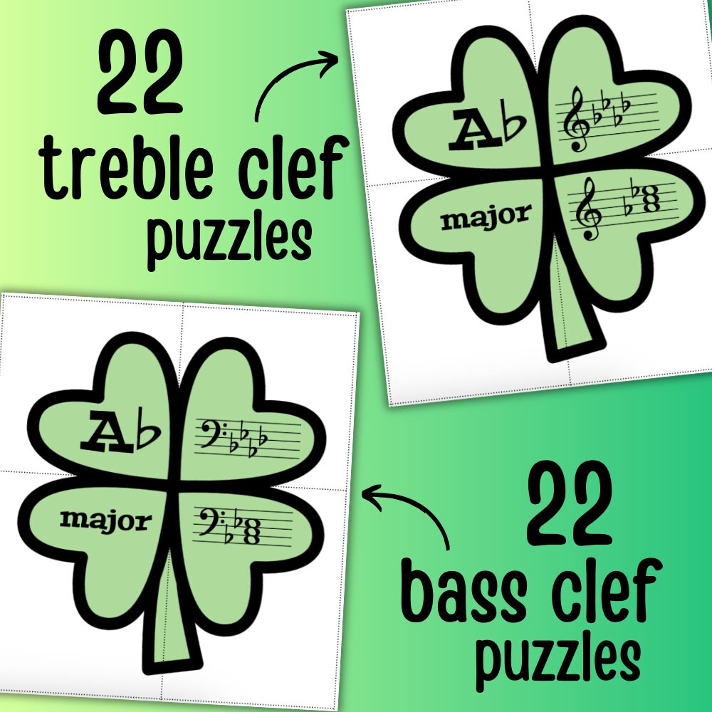 Key Signatures Puzzles - St. Patrick's Day Music Theory Major Minor ...