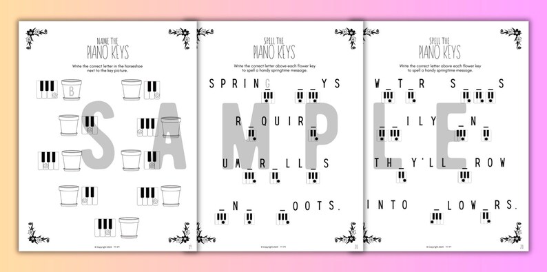 Spring Piano Music Theory Worksheets: Black & White Keys (PDF) - Etsy