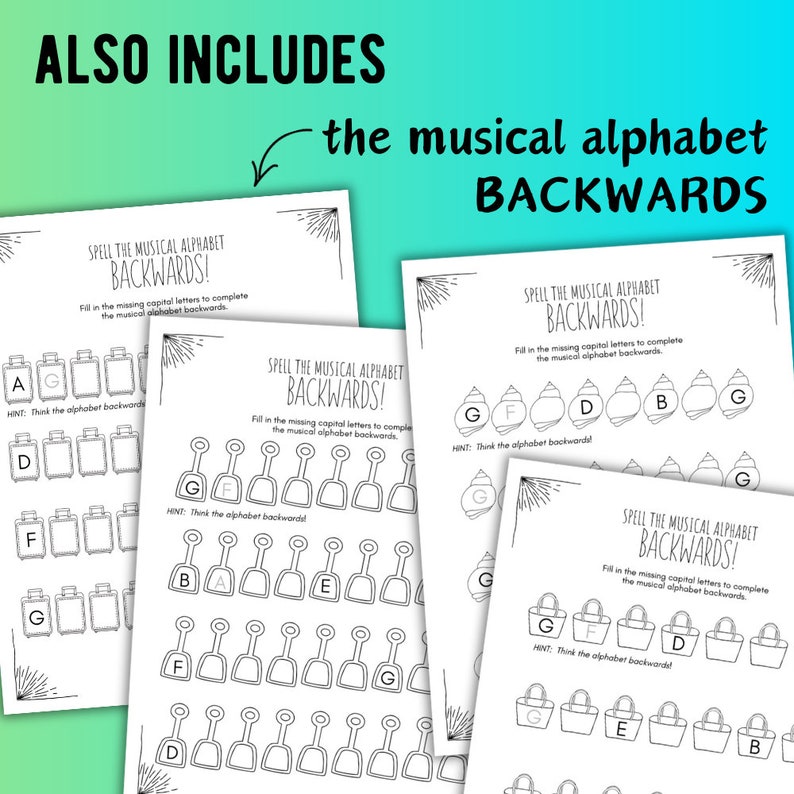 Summer Music Worksheets | Musical Alphabet [beginner Piano] Beach Theme ...
