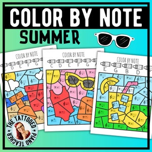 Summer Coloring Pages | Color By Code Music Notes | 3 Levels