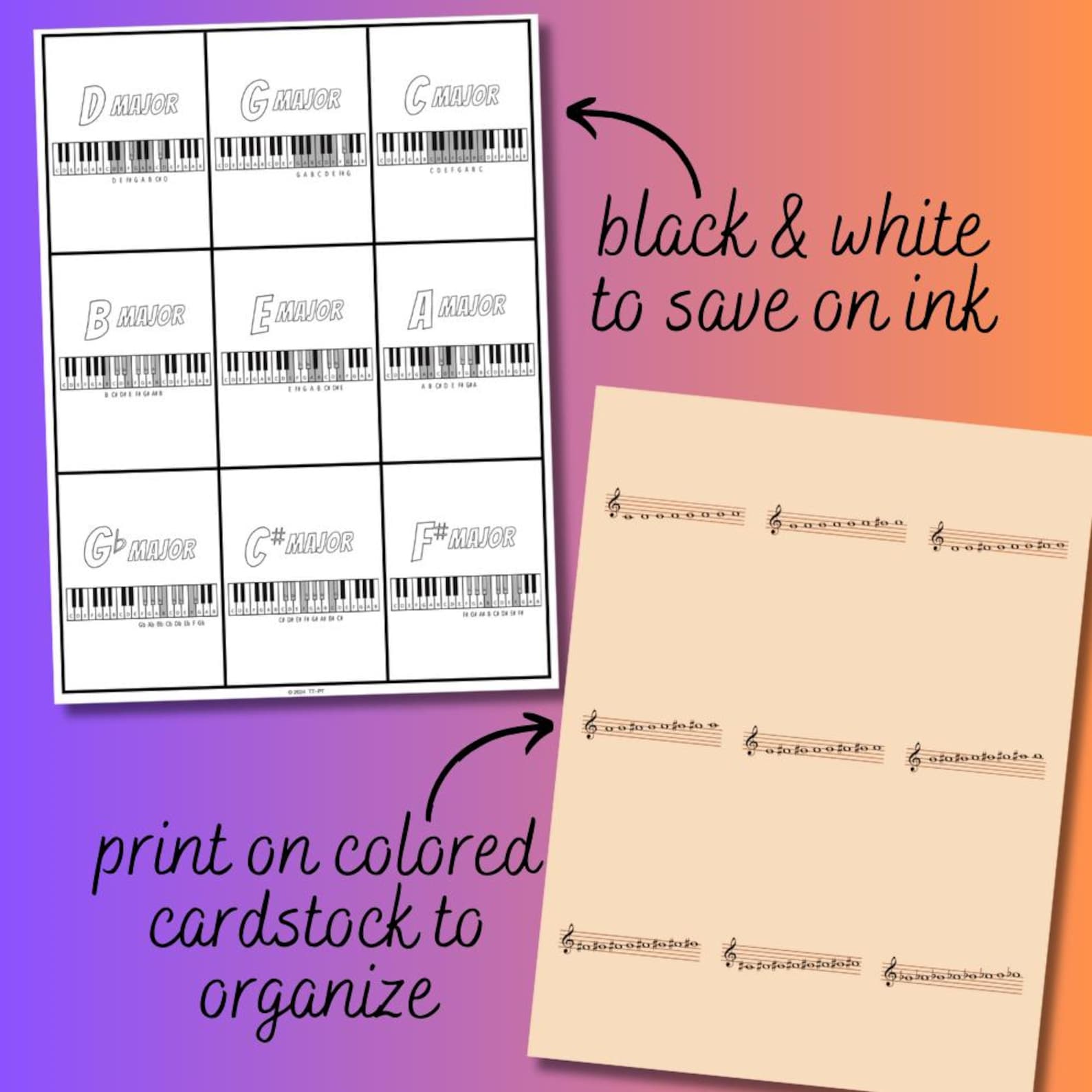 Major Scales Flash Cards | Octave Piano Scales | Music Theory ...