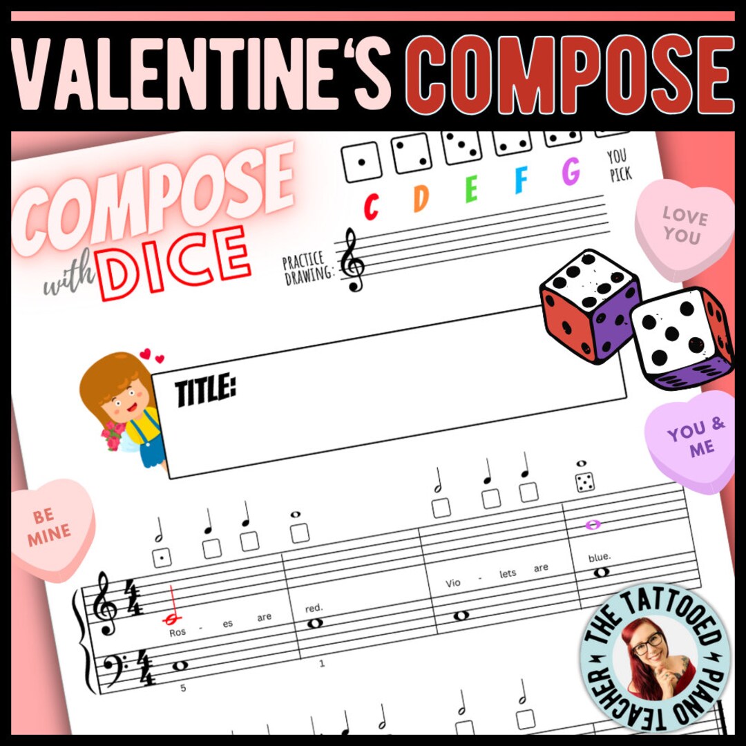 Valentine's Day Music Composing Activity for Piano | Compose With Dice ...