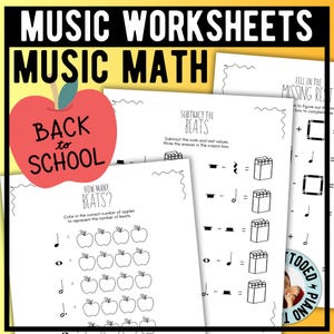 Back to School Music Worksheets | Music Math, Note Values [Beginner Piano] Music Theory for Beginning Piano Students