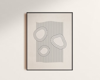 Japanese Zen Garden Print: Beige Geometric Meditation Poster (Digital Download)