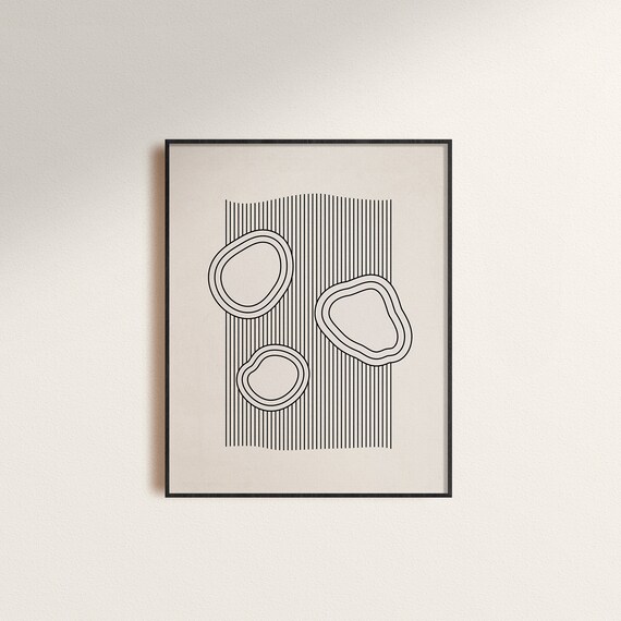Japanese Zen Garden Print: Beige Geometric Meditation Poster (Digital Download)
