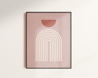Modern Arch Print: Beige Geometric Wall Art (Digital Download)