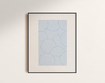 Ripple Print: Modern Geometric Art, Beige & Blue (Digital Download)