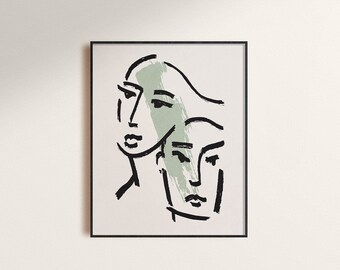 Abstract Faces Print: Hand-Painted Modern Art (Downloadable)