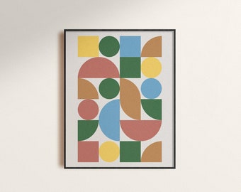 Mid-Century Modern Geometric Print: Colorful Meditation Art (Digital Download)