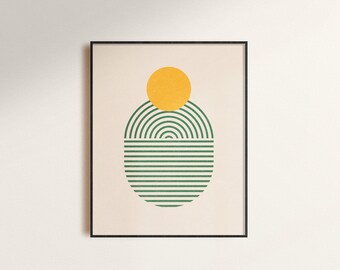 Dawn Print, Modern Wall Art, Printable Geometric Art, Symbolic Sunrise, Meditation Poster 1.8