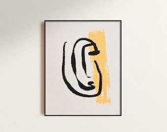 Abstract Face Art Print: Modern Meditation Poster (Digital Download)