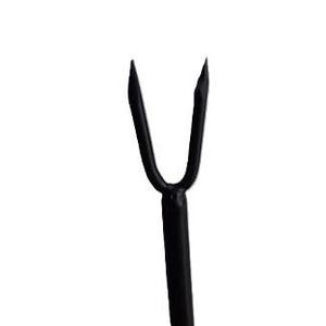 May include: A black metal hook with a U-shaped top and a long, thin shaft.