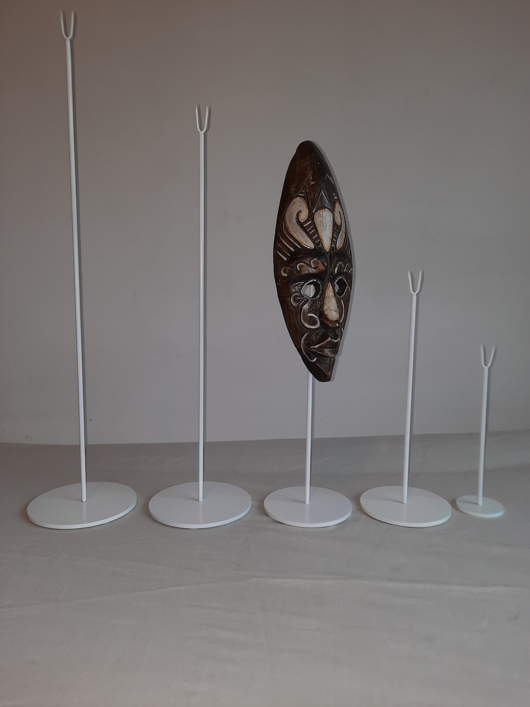 Wooden Mask Base, Allmetal Display Stand, 5 Heights to Choose From