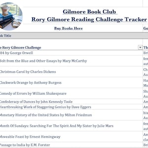 Rory Gilmore Reading Challenge Book Tracker Spreadsheet to PEF image 1