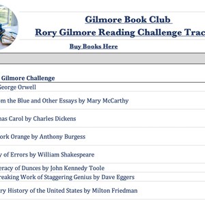 Rory Gilmore Reading Challenge Book Tracker Spreadsheet to PEF image 2