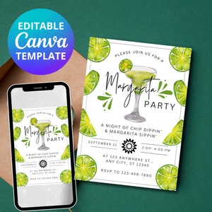 Editable Margarita Party Invitation | Mexican theme Invitation | CANVA TEMPLATE | Instant Download