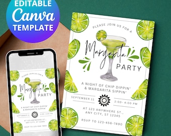 Editable Margarita Party Invitation | Mexican theme Invitation | CANVA TEMPLATE | Instant Download