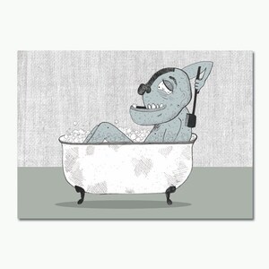Monster In Bathtub - 5x7 Art Print