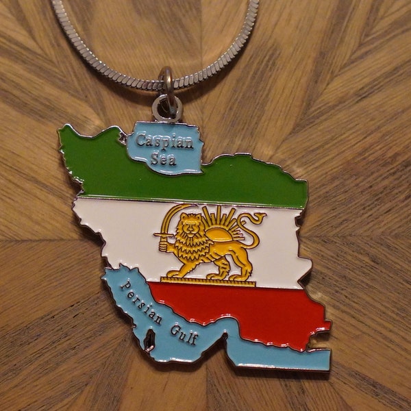 Iran Flag Necklace Pendant - Iran Necklace - Shir O Khorshid - Enamel (Pendant Only)